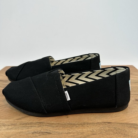 New NWOB Mens TOMS Alpargata Rover Slip On Black Fabric Loafers Shoes Size 7.5 M main image 8